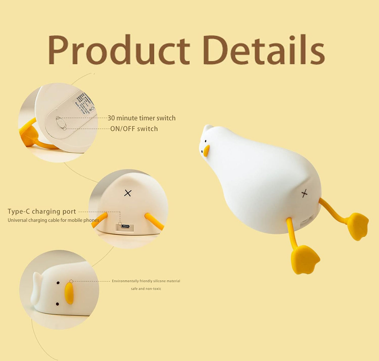 Duck-Shaped Silicone Night Light