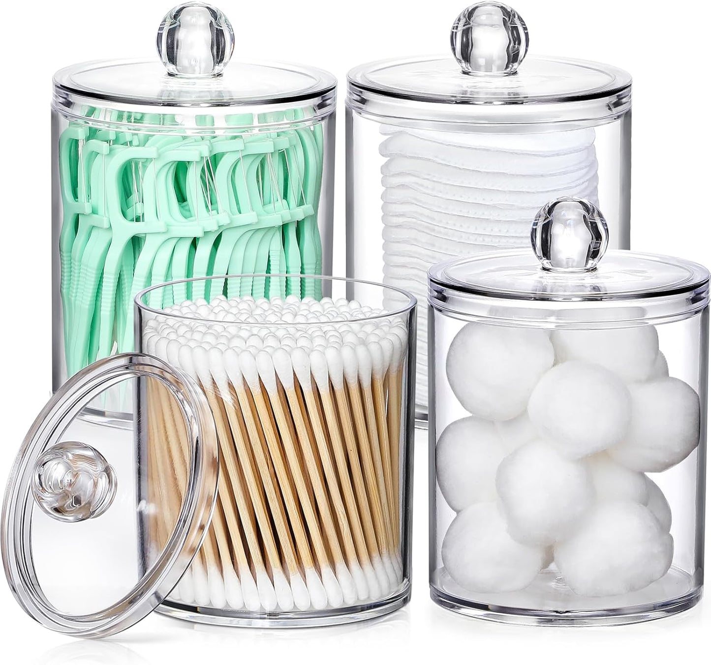 4-Piece Acrylic Qtip Holder Set