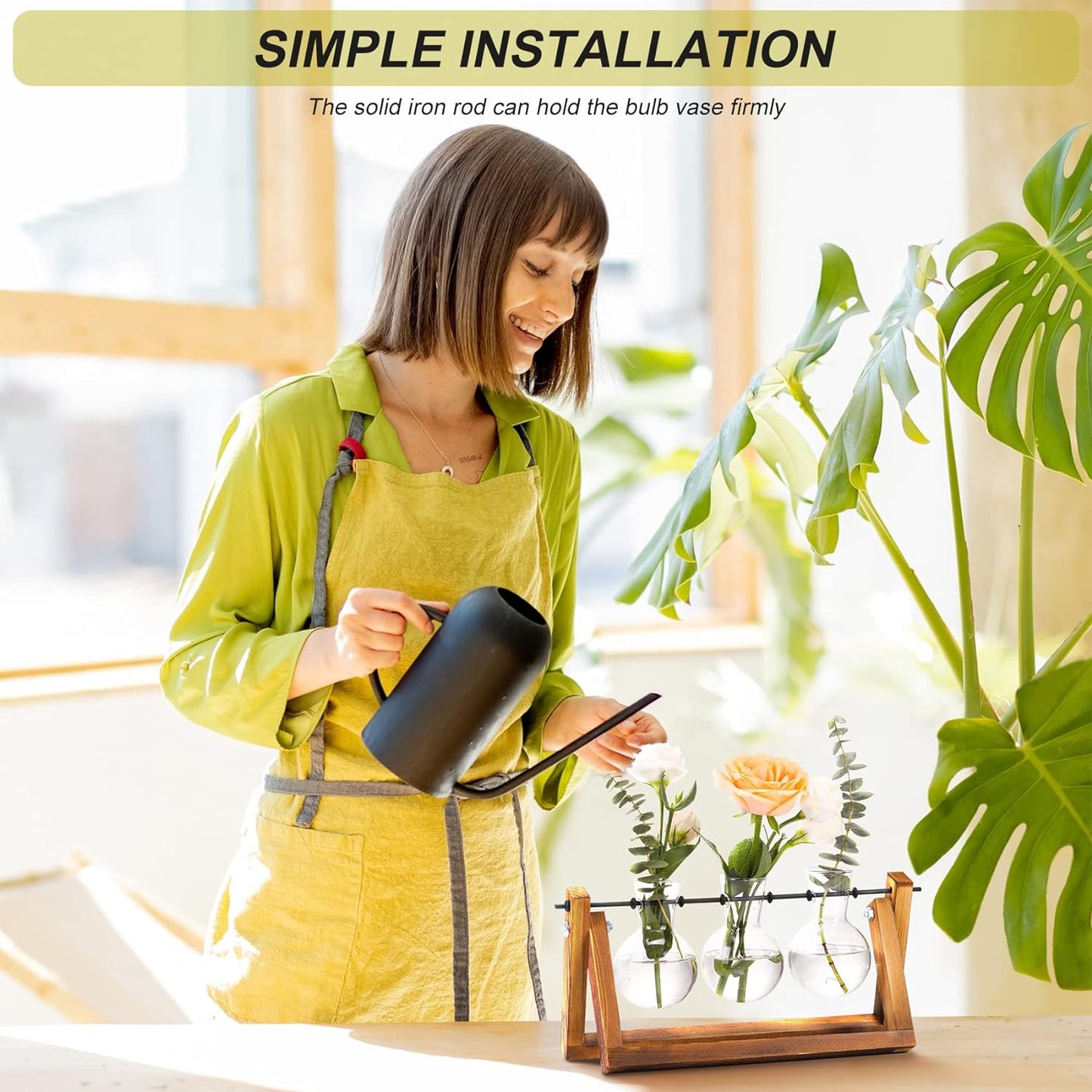 FLOWER Plant Terrarium with Wooden Stand