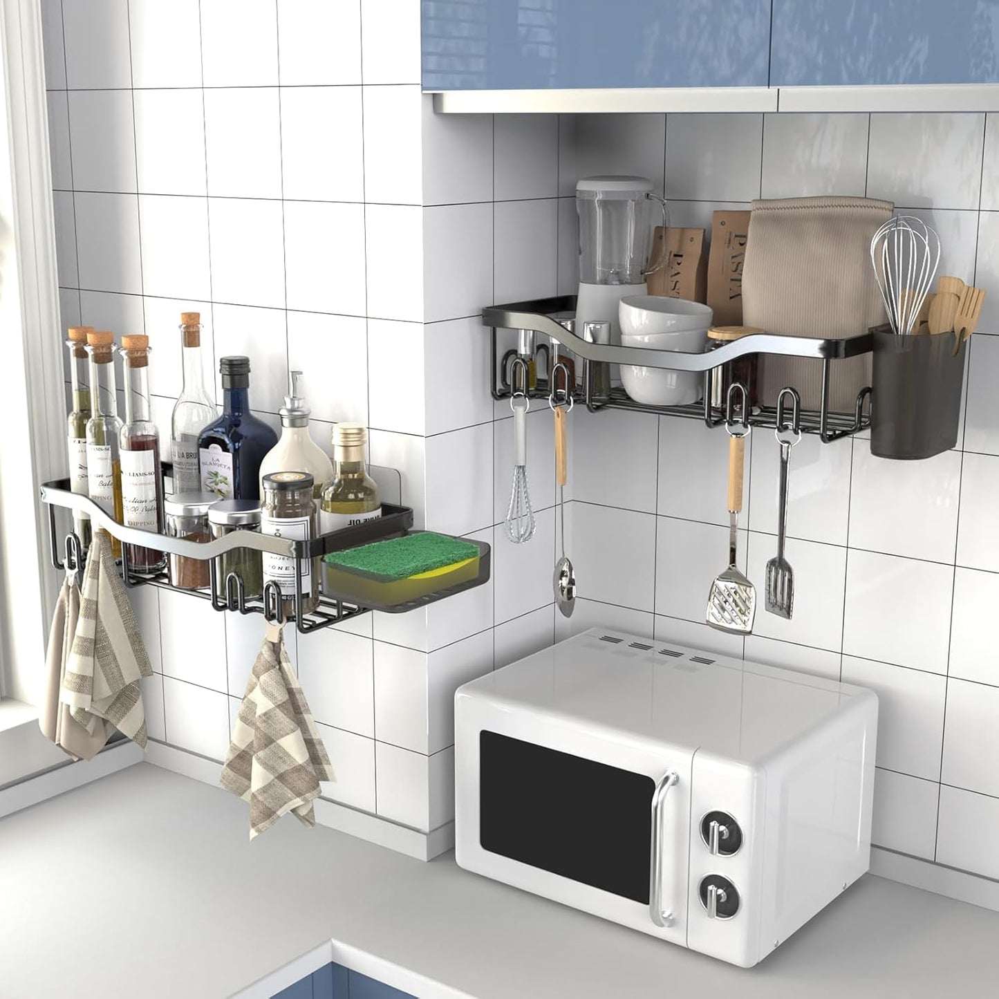 Adhesive Shower Caddy - 2-Pack Rustproof Black Organizer