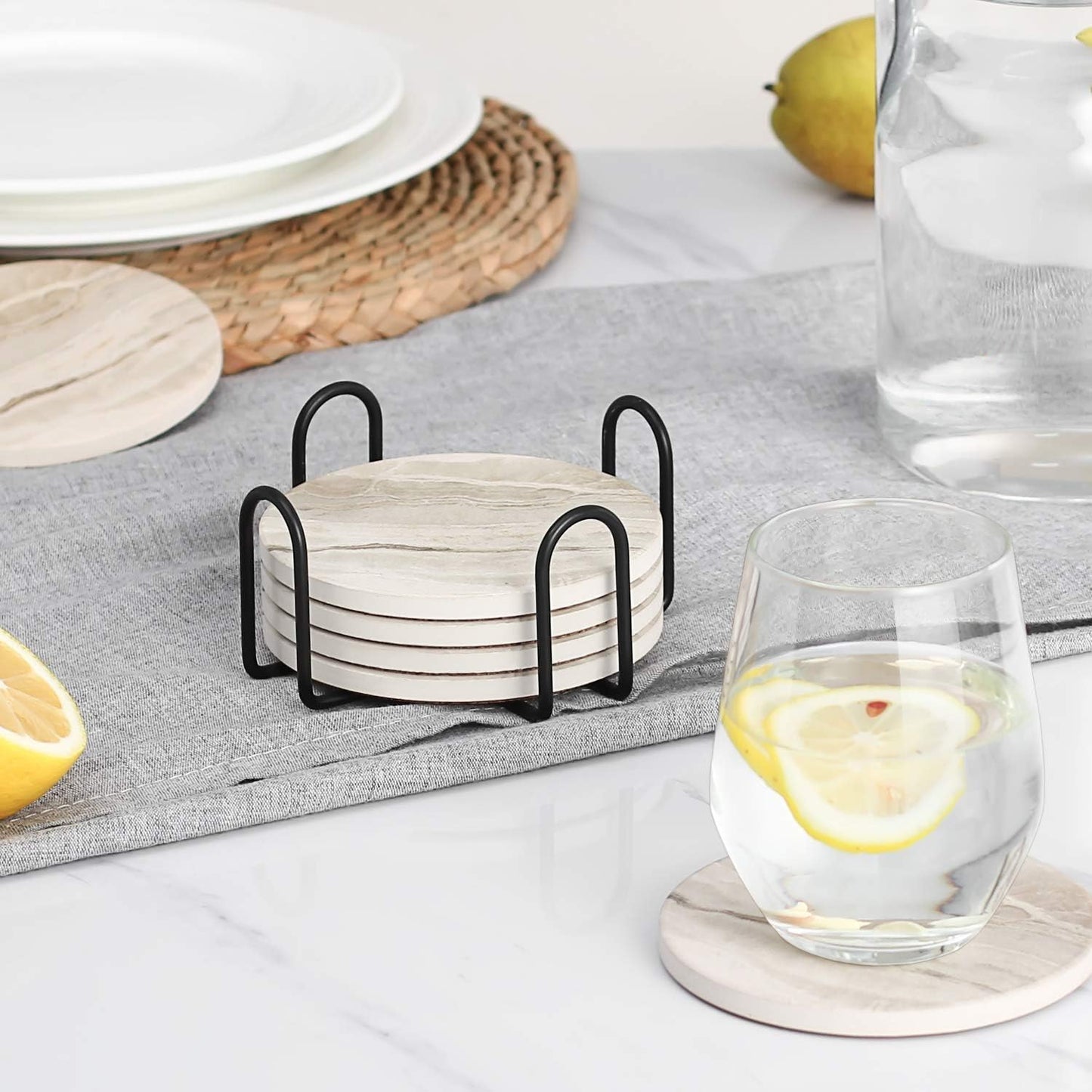 Absorbent Ceramic Coasters Set