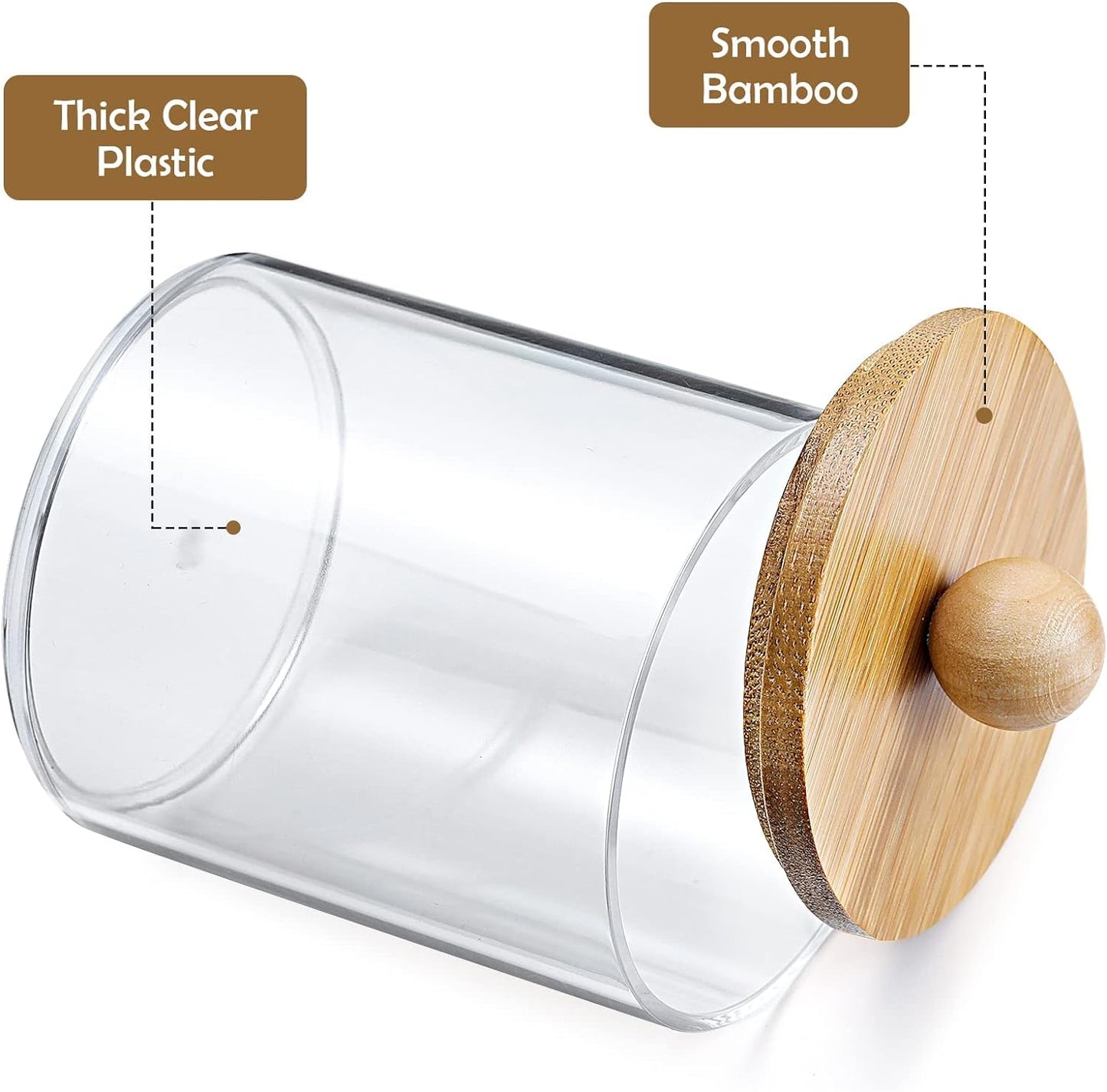 4-Pack Qtip Holder Dispenser with Bamboo Lids