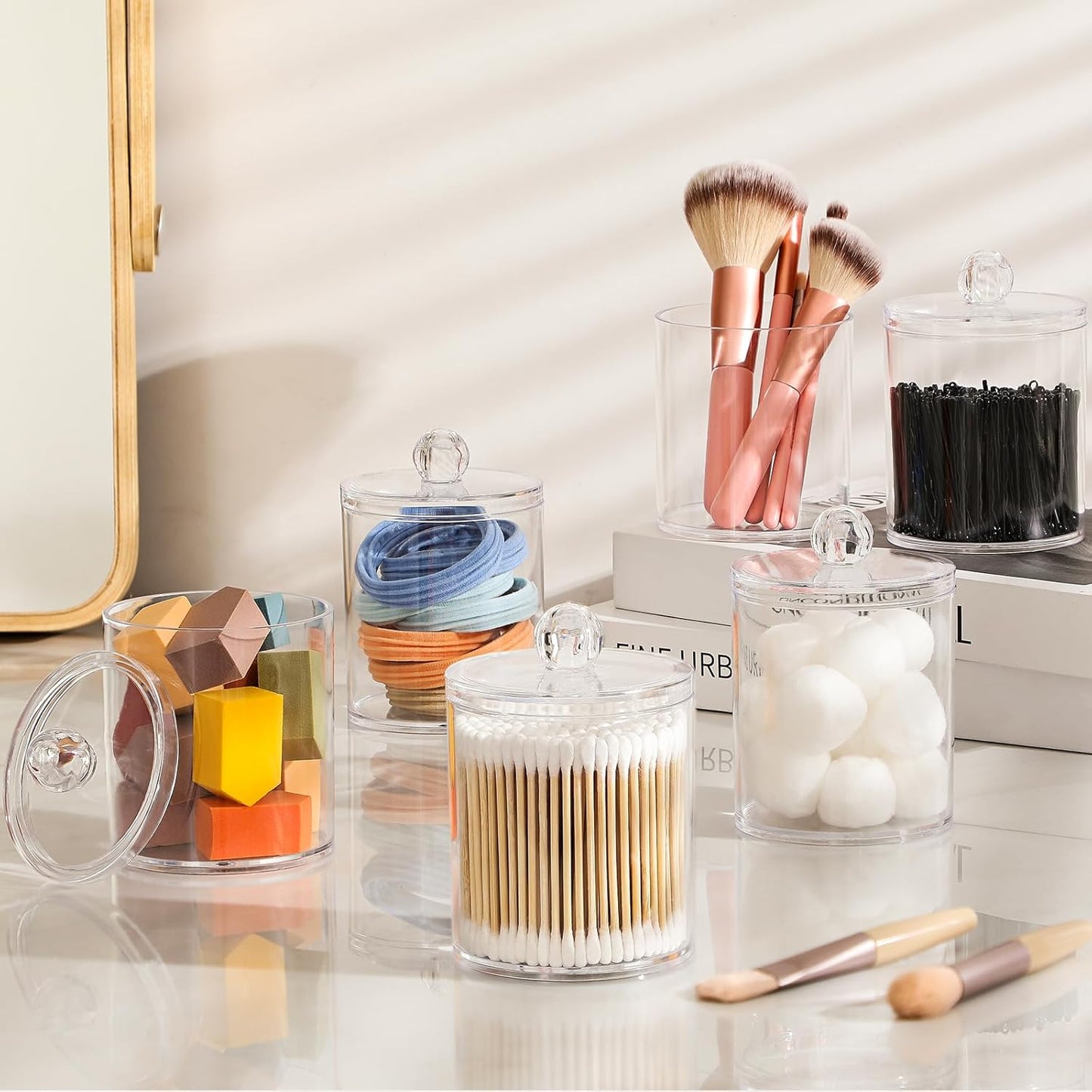 4-Piece Acrylic Qtip Holder Set