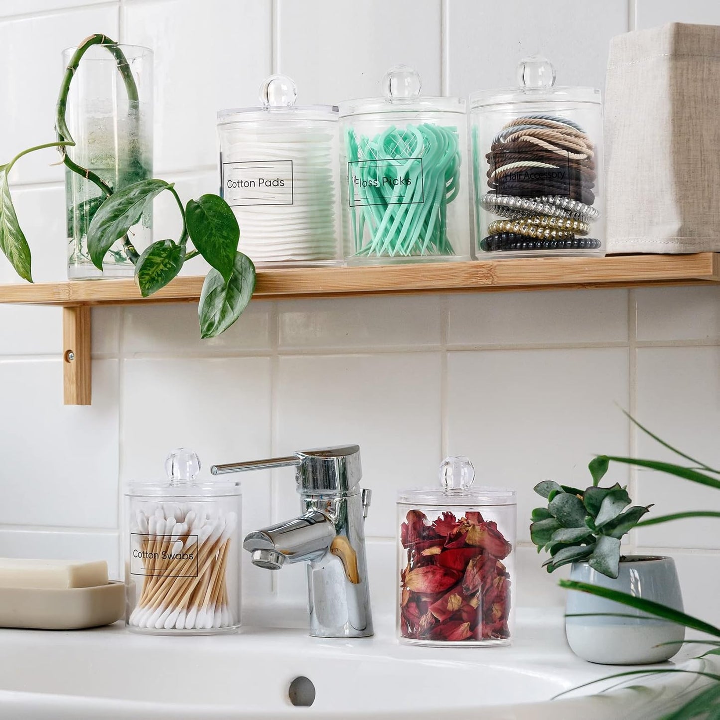 4-Piece Acrylic Qtip Holder Set