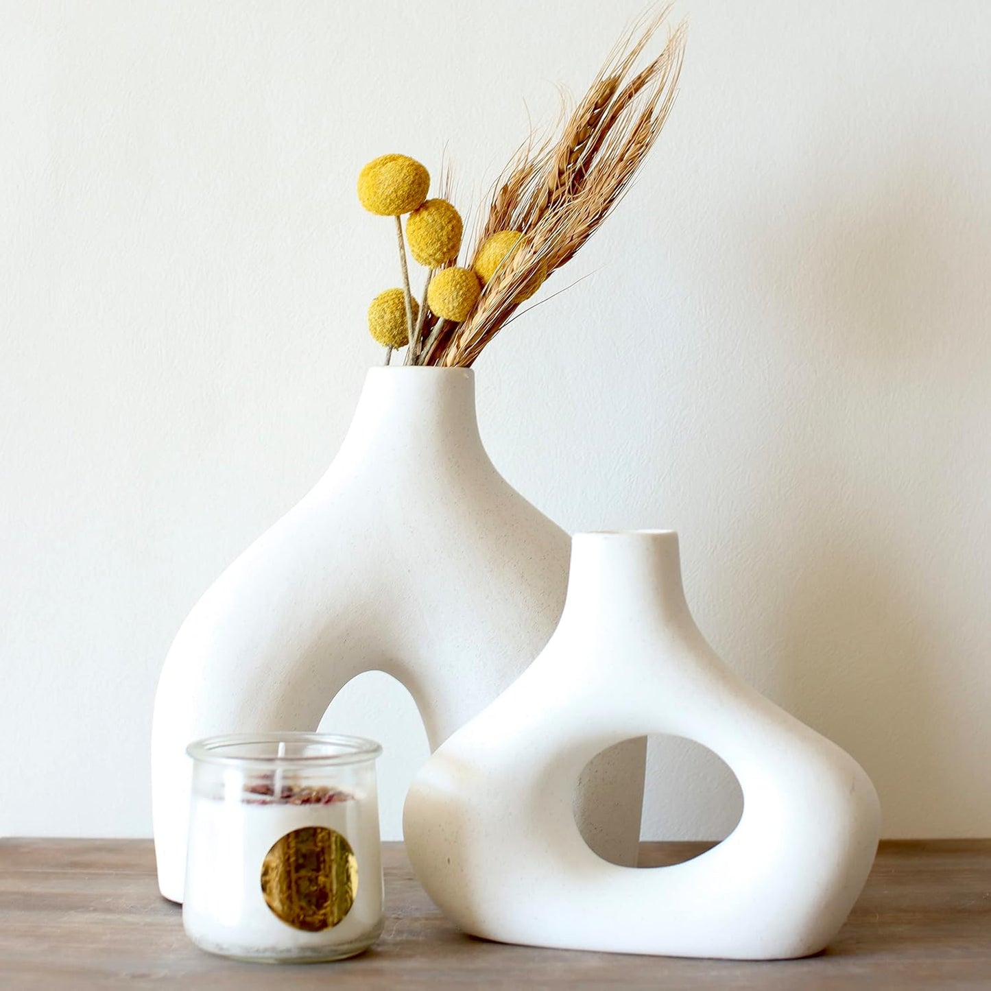 Carrot's Den Donut Vase Set – Minimalist Nordic Ceramic Decor