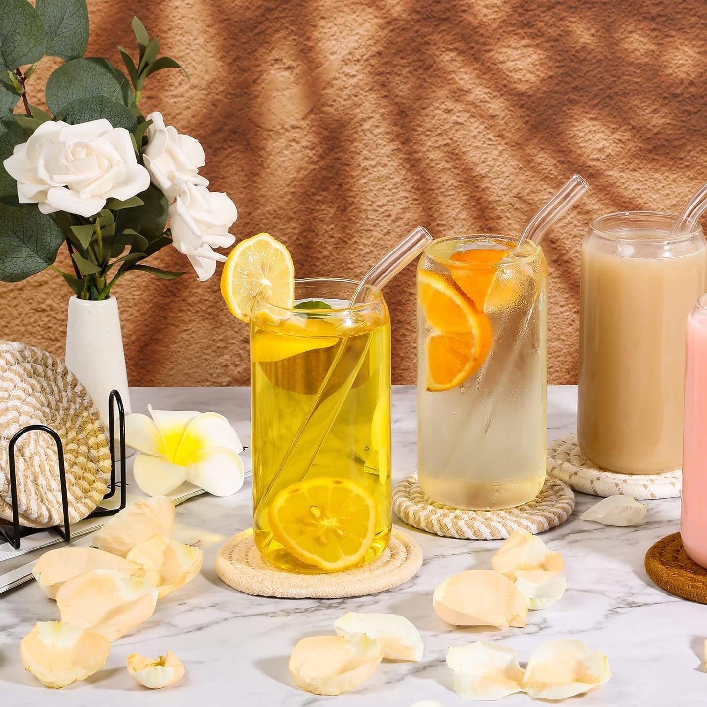 8-Piece Absorbent Drink Coaster Set with Holder