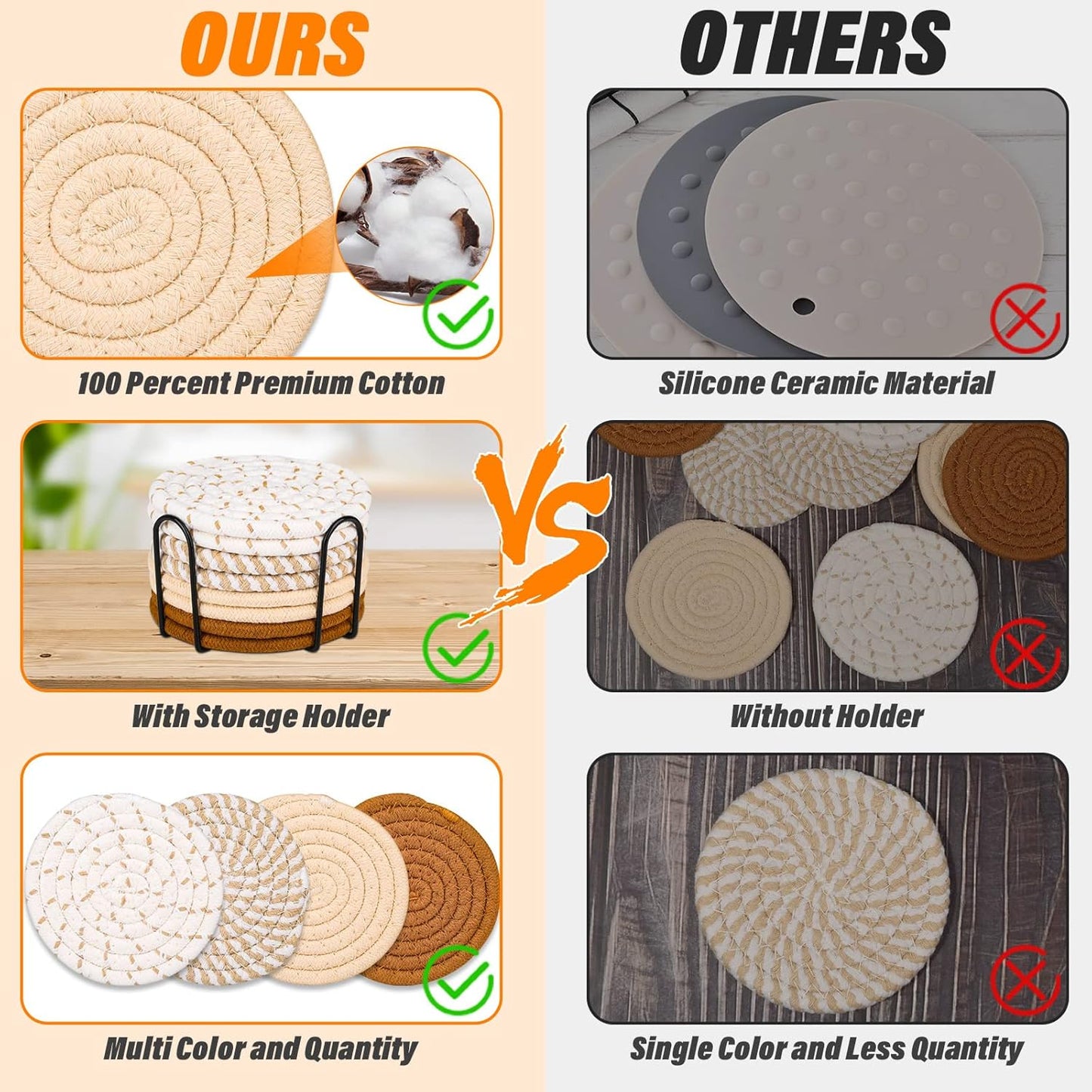8-Piece Absorbent Drink Coaster Set with Holder
