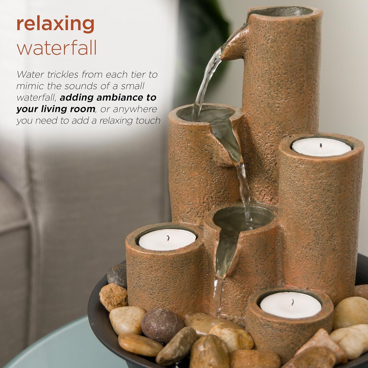 4-Tier Tabletop Water Fountain for Indoor/Outdoor Use