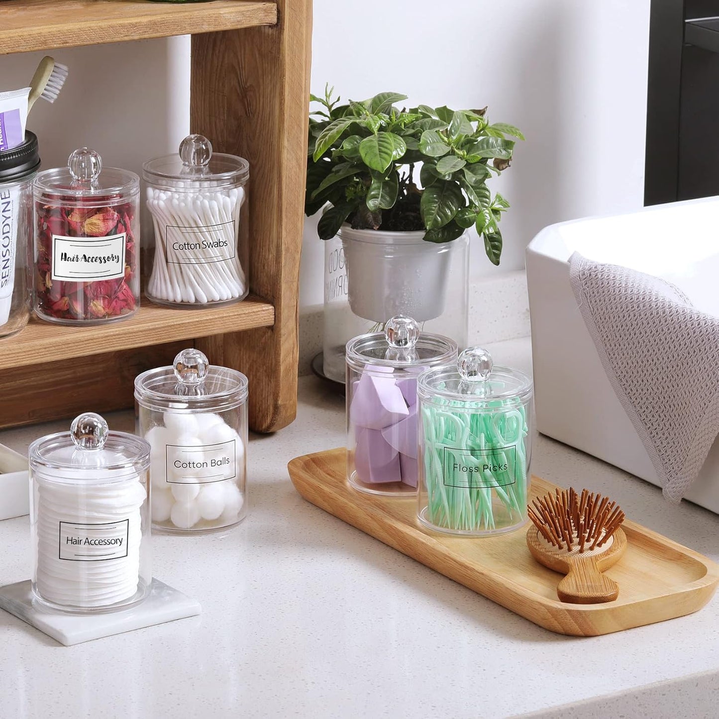 4-Piece Acrylic Qtip Holder Set
