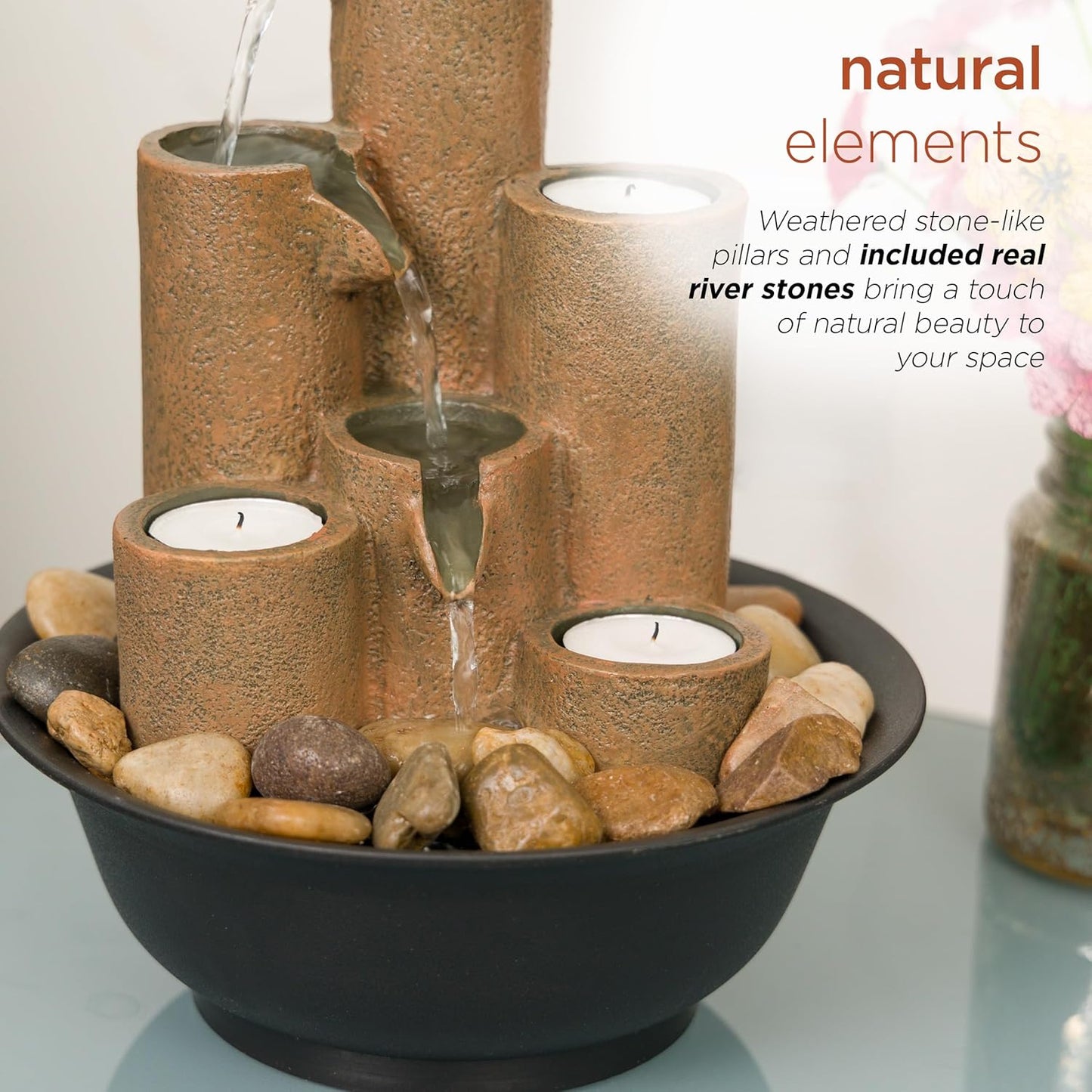 4-Tier Tabletop Water Fountain for Indoor/Outdoor Use
