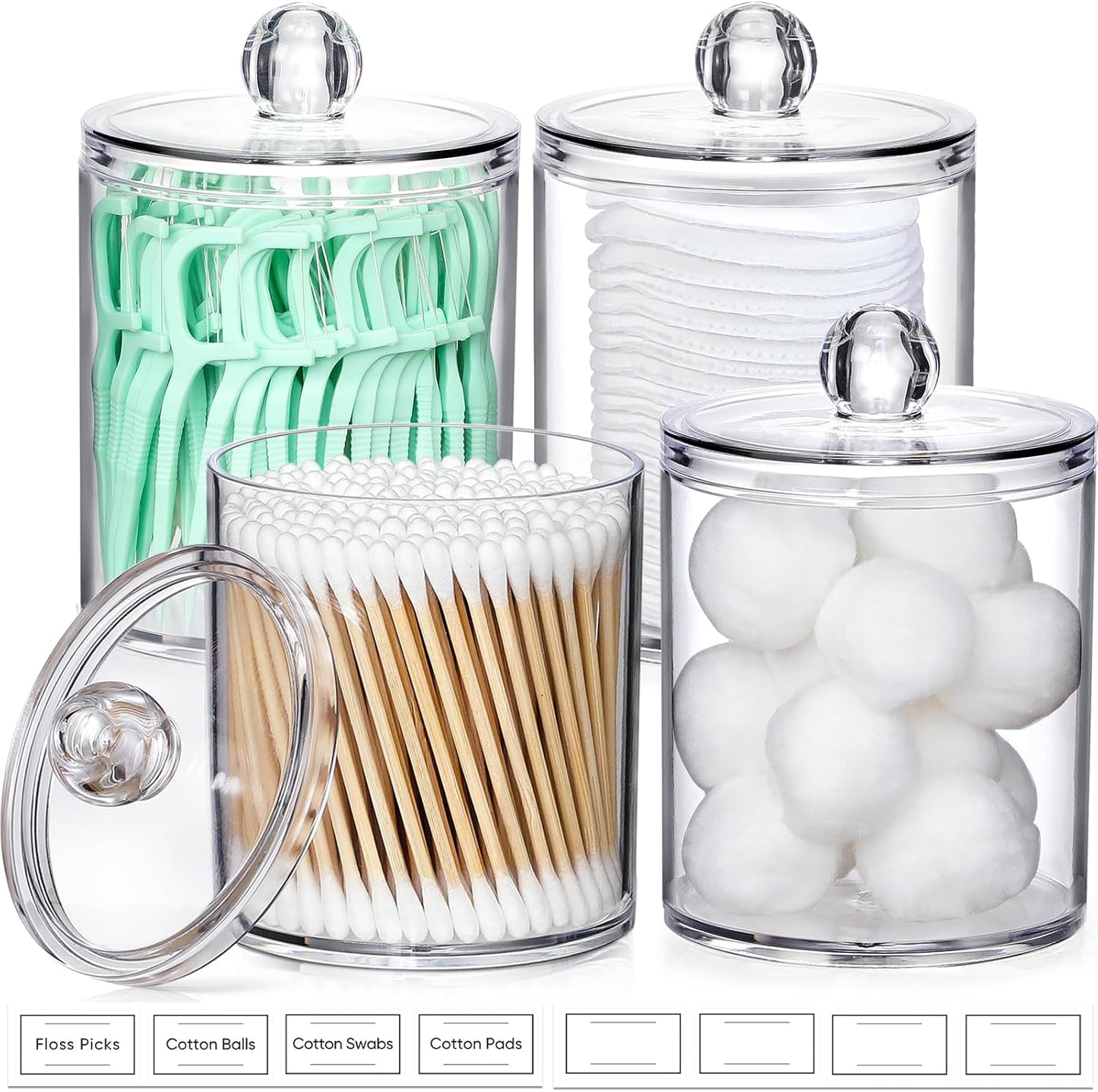 4-Piece Acrylic Qtip Holder Set
