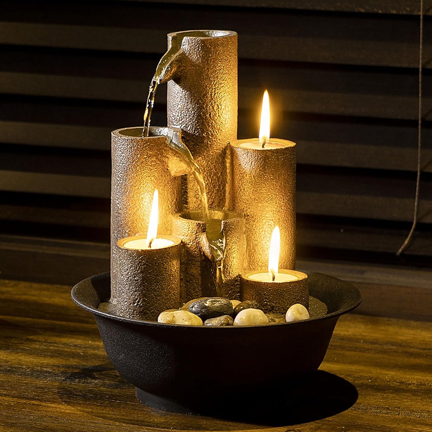 4-Tier Tabletop Water Fountain for Indoor/Outdoor Use