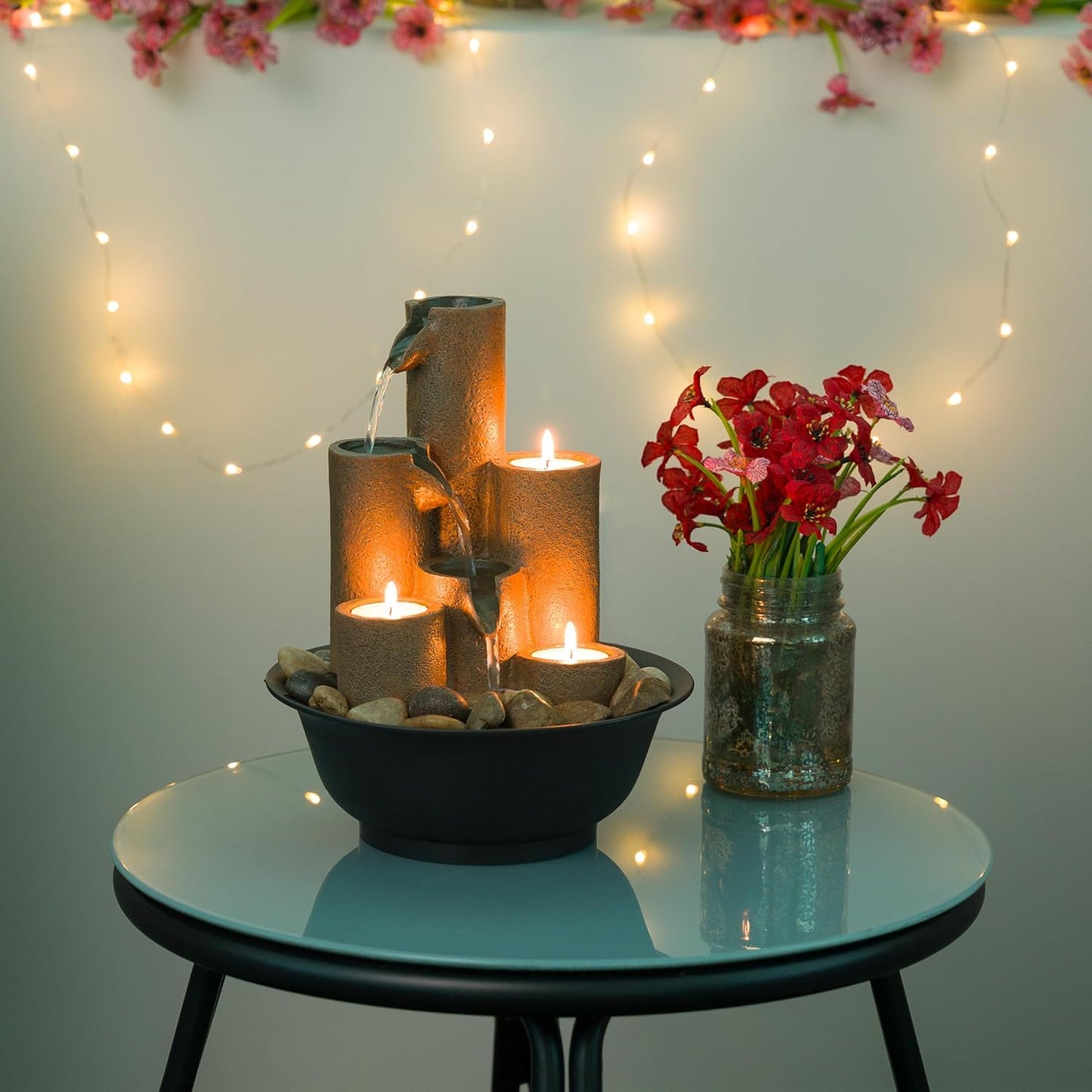 4-Tier Tabletop Water Fountain for Indoor/Outdoor Use