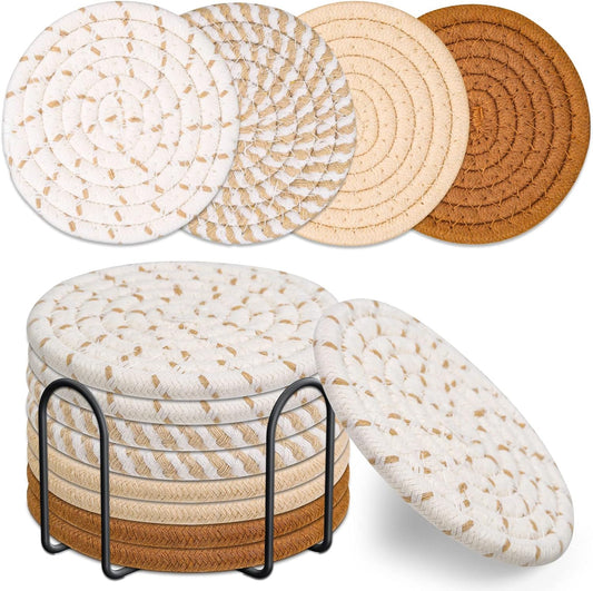 8-Piece Absorbent Drink Coaster Set with Holder