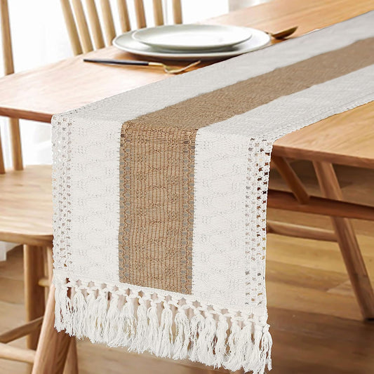Boho Macrame Table Runner with Tassels – 72 Inches